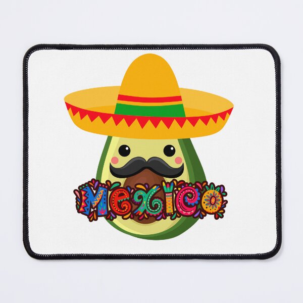 Item preview, kawaii mexican avocado with hat and mustache designed and sold by ZerpaGiovanna.