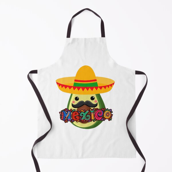Item preview, kawaii mexican avocado with hat and mustache designed and sold by ZerpaGiovanna.
