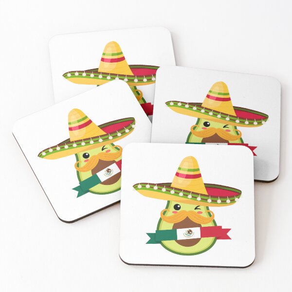 Item preview, kawaii avocado with mexican hat a flag and mustache designed and sold by ZerpaGiovanna.
