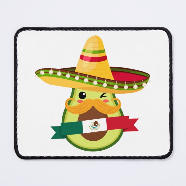 Item preview, kawaii avocado with mexican hat a flag and mustache designed and sold by ZerpaGiovanna.