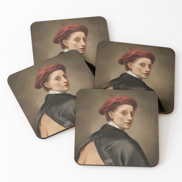 Item preview, Elegant Over-the-Shoulder Portrait - French Red Beret Art designed and sold by CARRAANN.