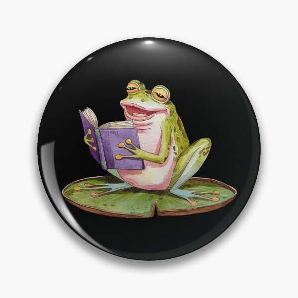 Item preview, Funny Frog Reading a Book on a Lily Pad - Whimsical Animal Illustration designed and sold by love3617.