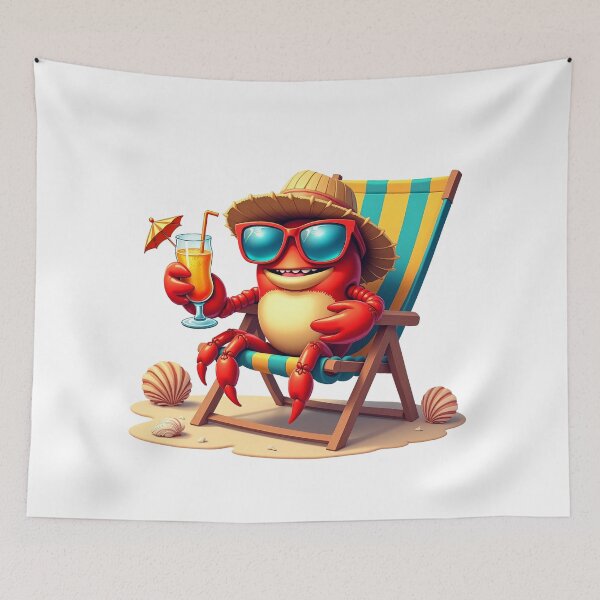 Item preview, Relaxing Crab on the Beach with drink designed and sold by Bulwshop.