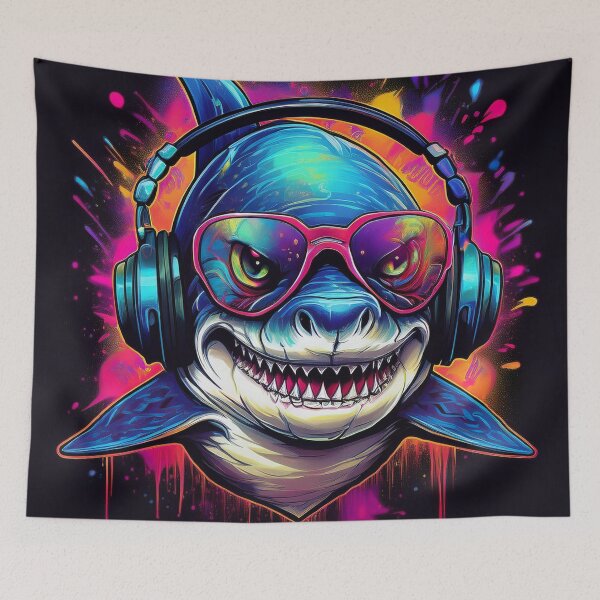 Item preview, Graffiti shark in Headphones and Shades designed and sold by Boxing Kangaroo Retail Company.