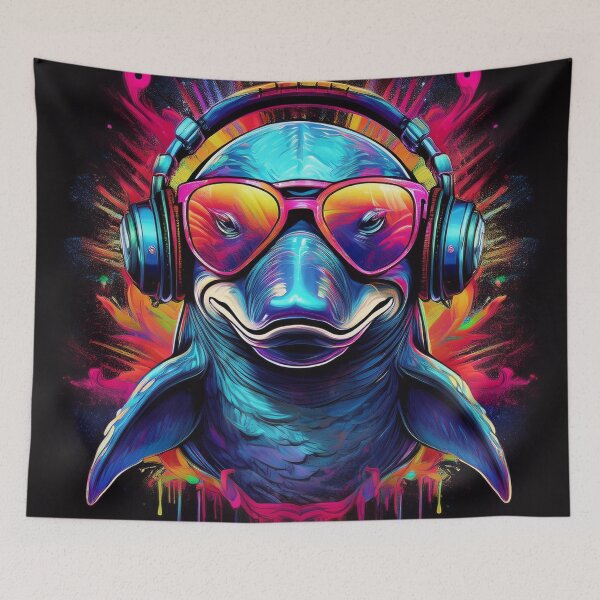 Item preview, Graffiti dolphin in Headphones and Shades designed and sold by Boxing Kangaroo Retail Company.