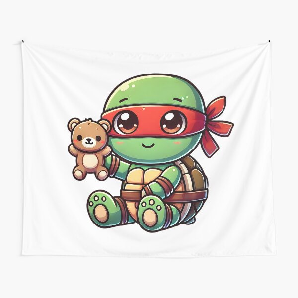 Item preview, TMNT Ninja Turtles Cute Baby Raphael Holding a Teddy Bear designed and sold by Delamoon.