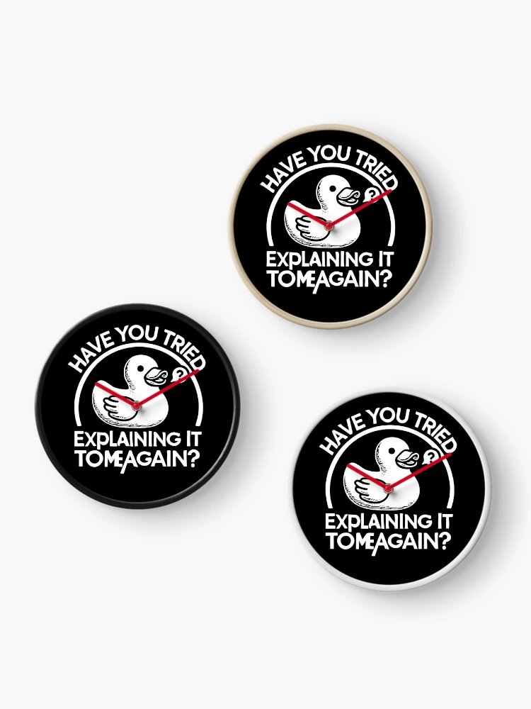 Thumbnail 3 of 4, Clock, Rubberduck Debugging: Coding Humor for Programmers designed and sold by bearification.
