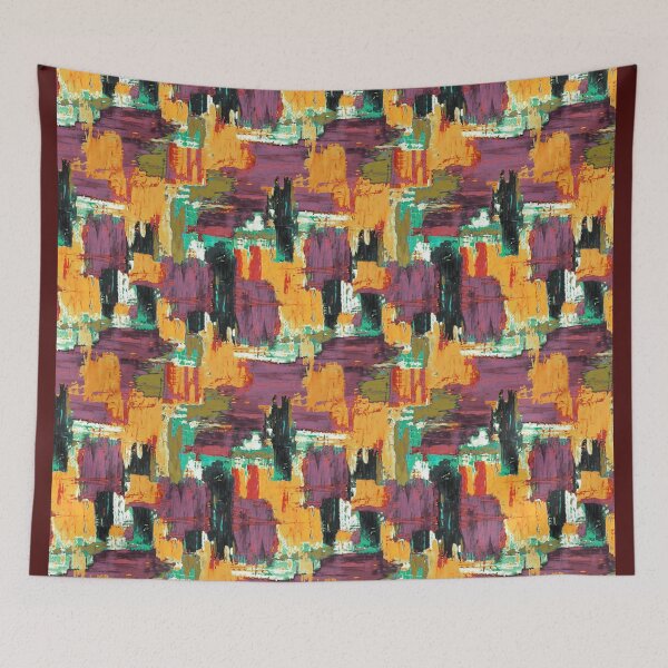 Item preview, Brush strokes artistic orange  purple designed and sold by Alessandro Remo Mazzoni Remotextiles.