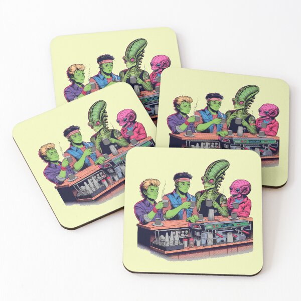 Item preview, Retro Cafe Gathering of Alien Friends designed and sold by NoNoNomad.
