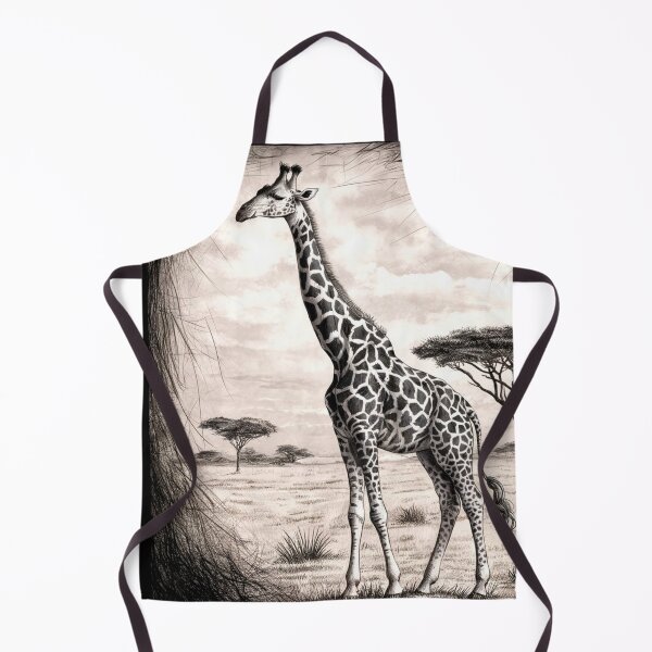 Item preview, Breathtaking Giraffe Scratchboard Art | Monochromatic Wildlife Masterpiece designed and sold by WildStroke.