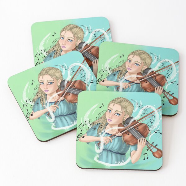 Item preview, Violinist wearing a blue dress designed and sold by AssortedDrawings.