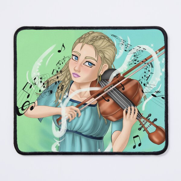 Item preview, Violinist wearing a blue dress designed and sold by AssortedDrawings.