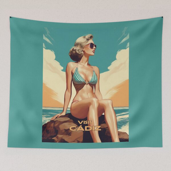 Item preview, Cádiz Retro style Travel poster designed and sold by Boxing Kangaroo Retail Company.