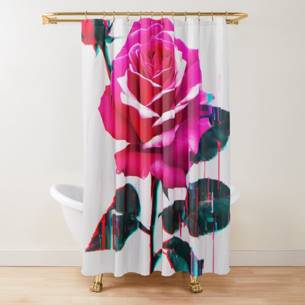 Glitch rose Shower Curtain