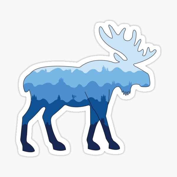 Item preview, Mountain Bike and Moose (Blue) designed and sold by 718Raindeer.