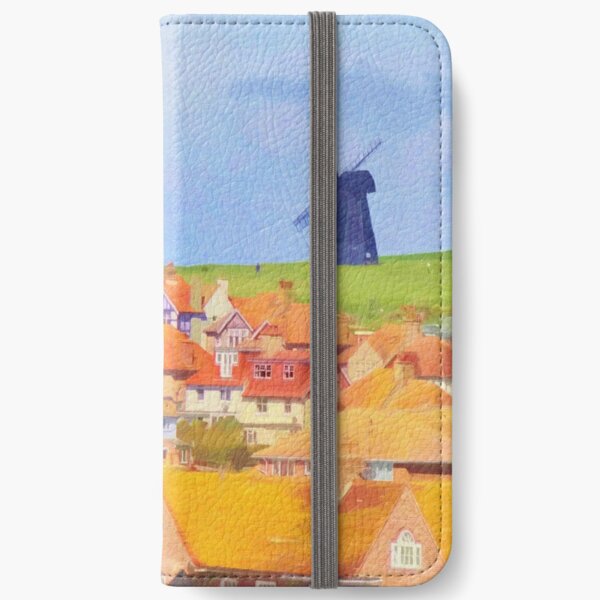 Windmill and Hot Air Balloon Scene iPhone Wallet