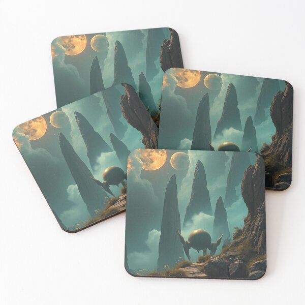 Item preview, Mystical Alien Landscape with Twin Moons designed and sold by hallwell.