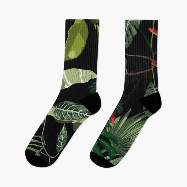 Item preview, Tropical  flowers with bright green leaves and crocosmia exotic orange flower. designed and sold by MatyKotiv.