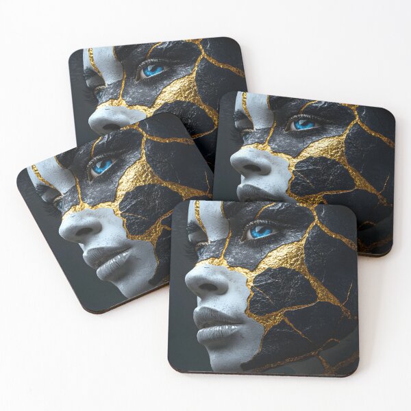 Item preview, Striking Portrait with Bold Black and Gold Features designed and sold by Artessie.