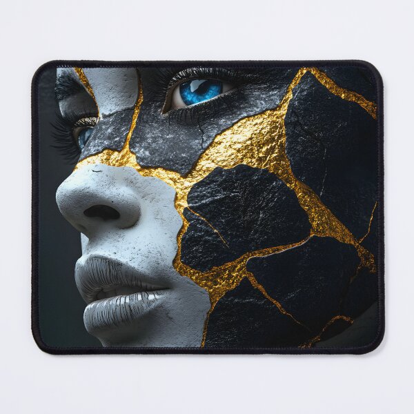 Item preview, Striking Portrait with Bold Black and Gold Features designed and sold by Artessie.