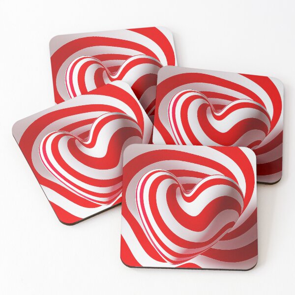 Item preview, Twisted Candy Heart Vibrant Optical Illusion Red White designed and sold by Amanda's Factory.