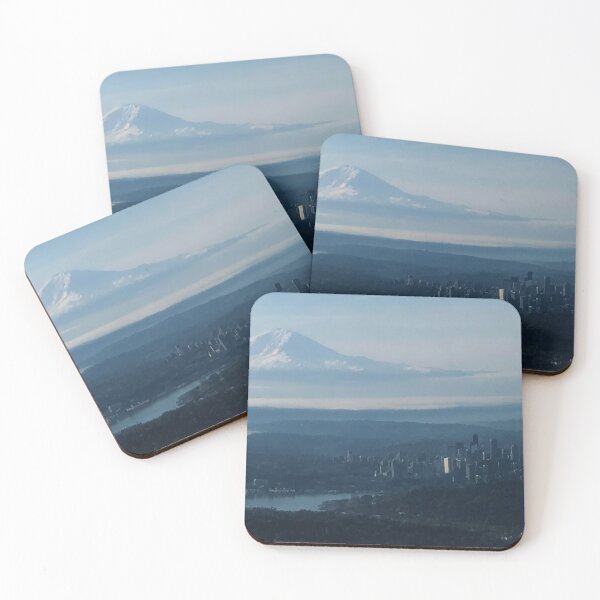 Item preview, Seattle with Mt Rainier designed and sold by flyscenicair.