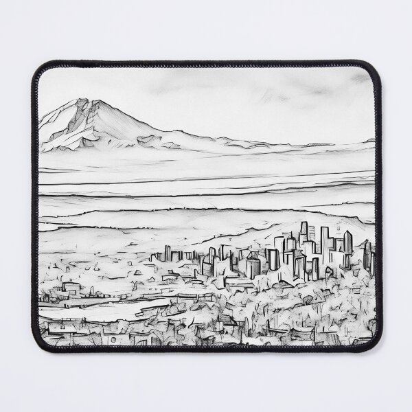 Item preview, Seattle with Mt Rainier (Sketch) designed and sold by flyscenicair.