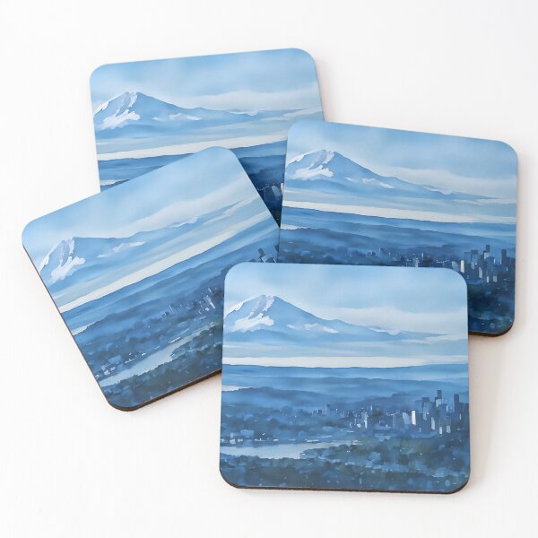 Item preview, Seattle with Mt Rainier (Watercolor) designed and sold by flyscenicair.