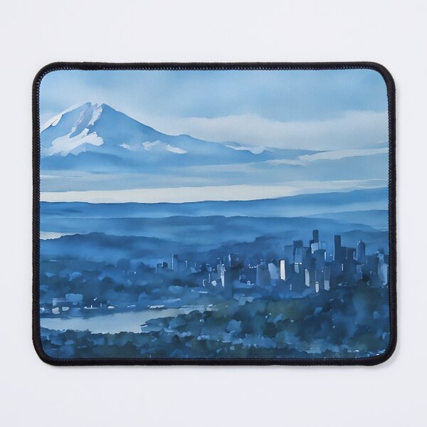 Item preview, Seattle with Mt Rainier (Watercolor) designed and sold by flyscenicair.
