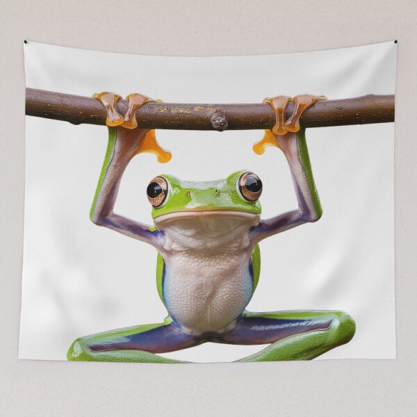 Item preview, Tree Frog Hanging on Branch Art designed and sold by ZetaDream.