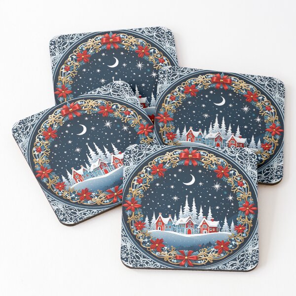Item preview, Winter Village with Festive Garland designed and sold by MandalasShops.