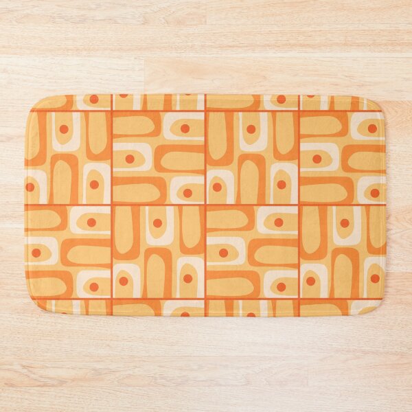 Item preview, Mid Century Modern Piquet Abstract Multi Tiled Geometric Pattern in Orange Tangerine Tones designed and sold by kierkegaard.