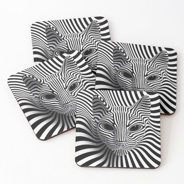 Item preview, Optical Illusion Cat Hypnotic Black and White Stripes designed and sold by Amanda's Factory.