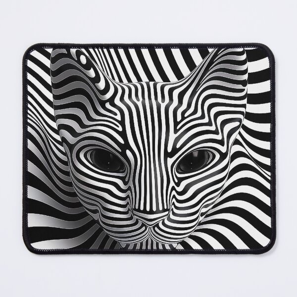 Item preview, Optical Illusion Cat Hypnotic Black and White Stripes designed and sold by Amanda's Factory.