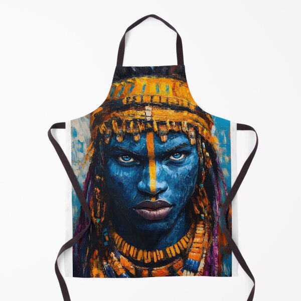 Item preview, Vibrant Blue Portrait with Tribal Elements designed and sold by Artessie.