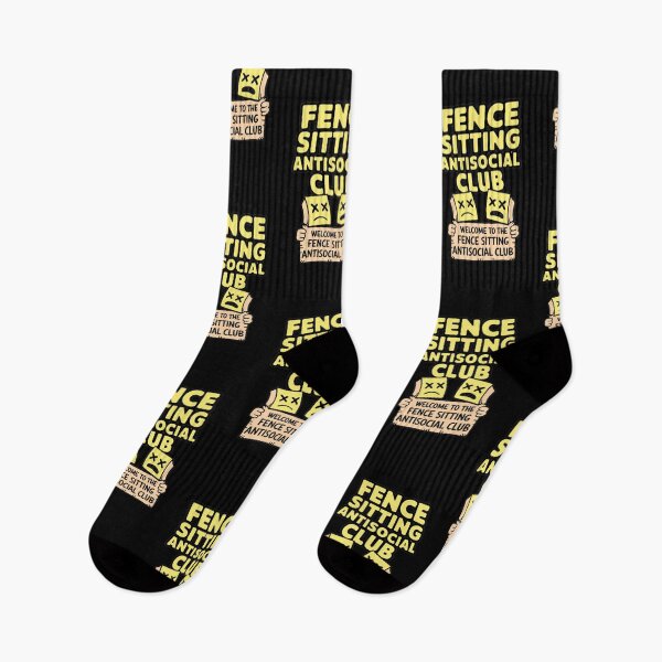 Item preview, Fence Sitting Antisocial Club Tee (Yellow Logo Design) designed and sold by TrippyBunnyShop.