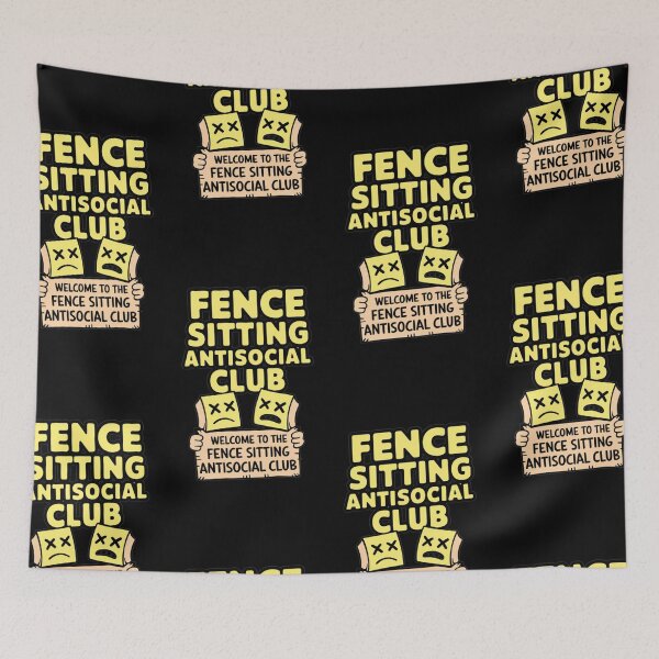 Item preview, Fence Sitting Antisocial Club Tee (Yellow Logo Design) designed and sold by TrippyBunnyShop.