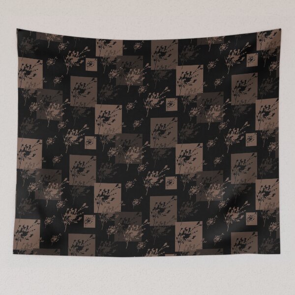 Item preview, Privet Sprig Mocha Mousse A47864 on Black Half-Drop designed and sold by Art in My Loft.