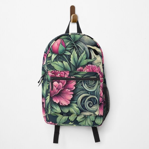 Item preview, Dark Botanical Art of a Unicorn Skull Surrounded by Pink Peonies and Foliage designed and sold by Negative Vibes Only.