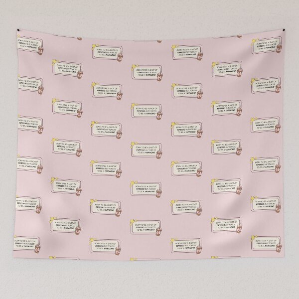 Item preview, Born a Shot of Espresso but Forced to Be a Yappacino (Pink Background) designed and sold by ZaibsDesigns.