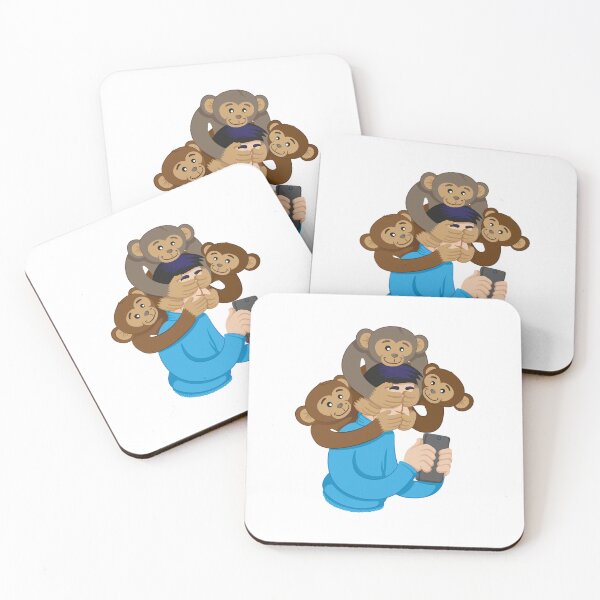 Item preview, Message of awareness analogy concerning the monkeys, blind, deaf and mute. Person indifferent and isolated to the events around him due to the use of social networks, internet and cellular designed and sold by LucianoCosmo.