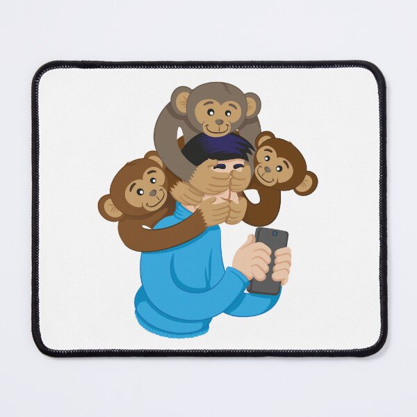 Item preview, Message of awareness analogy concerning the monkeys, blind, deaf and mute. Person indifferent and isolated to the events around him due to the use of social networks, internet and cellular designed and sold by LucianoCosmo.