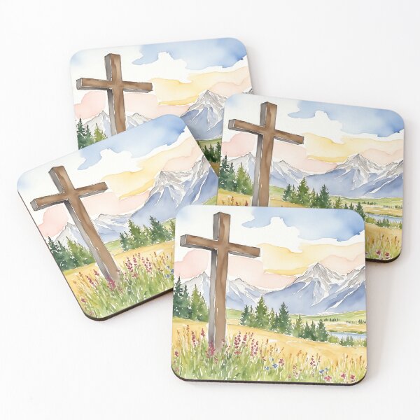 Item preview, Mountain Cross Easter Watercolor designed and sold by Magnolia Valley Art.
