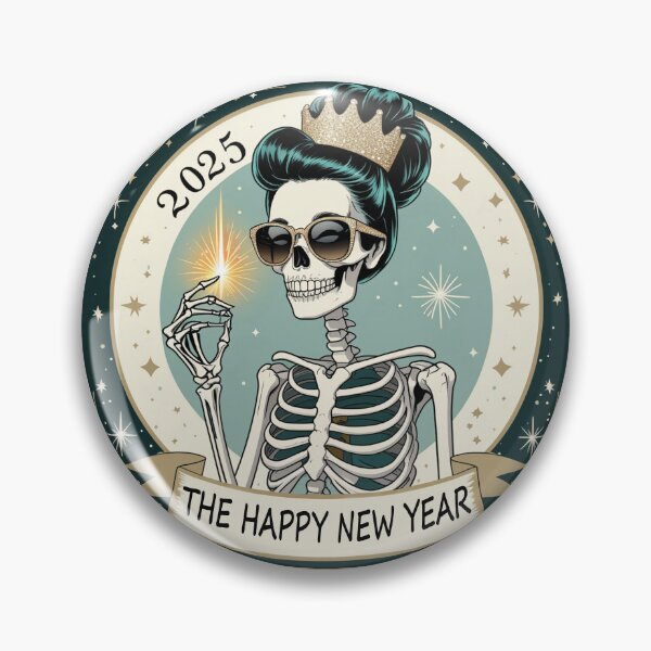Item preview, Quirky Skeleton Queen's Glam New Year 2025 designed and sold by Pugstuff.