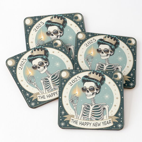 Item preview, Quirky Skeleton Queen's Glam New Year 2025 designed and sold by Pugstuff.