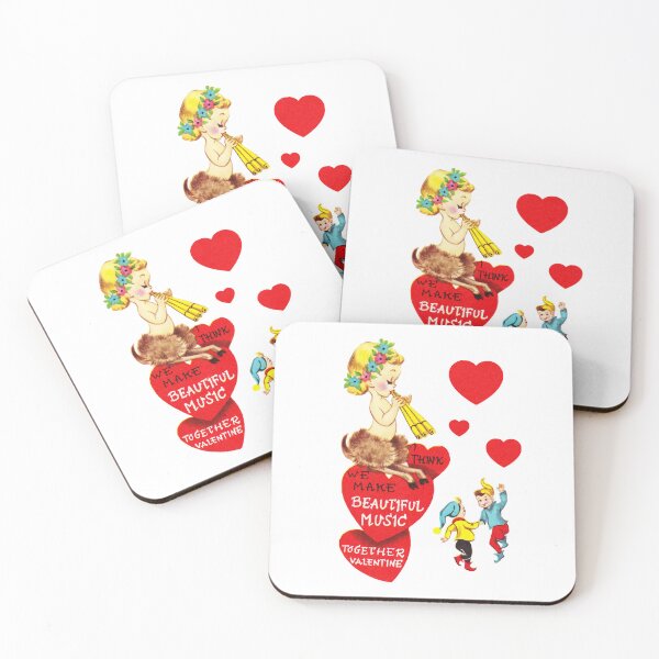 Item preview, "I'm Faun'd of You" - Mythological, Creature, Deer, Faun, Girl, Goat, Half, Human, Goat, Red, Hearts, Dancing, Dance, Music, Song, Elves, Vintage, Valentine, Retro, Love, Cute    designed and sold by CanisPicta.