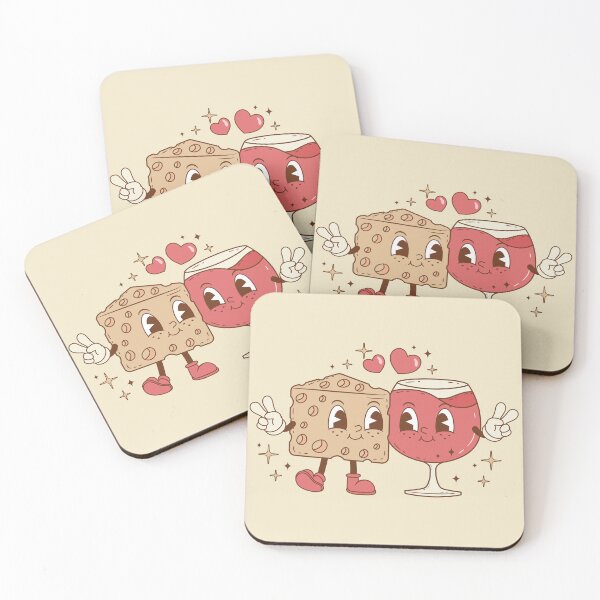 Item preview, Retro Cartoon Food Valentine's Day: Cheese and Wine designed and sold by Lecturarte.