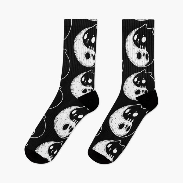 Item preview, CAT AND SKULL YIN YANG Bold Artistic Symbolic Mysterious Minimalist designed and sold by RoadTripWear.