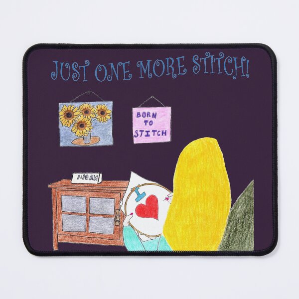 Item preview, Just One More Stitch! (Blonde with Purple background) designed and sold by DeeDeee1970.