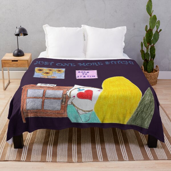 Item preview, Just One More Stitch! (Blonde with Purple background) designed and sold by DeeDeee1970.